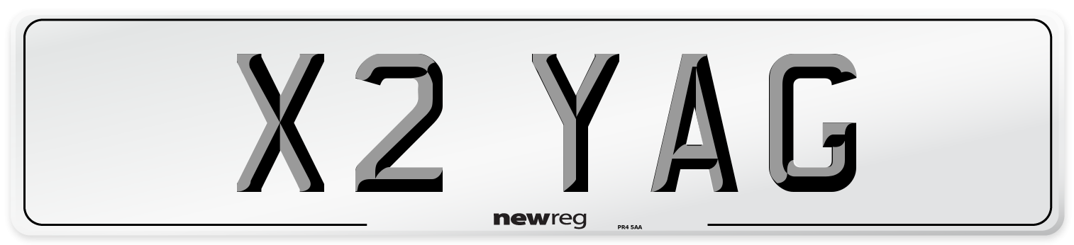 X2 YAG Number Plate from New Reg